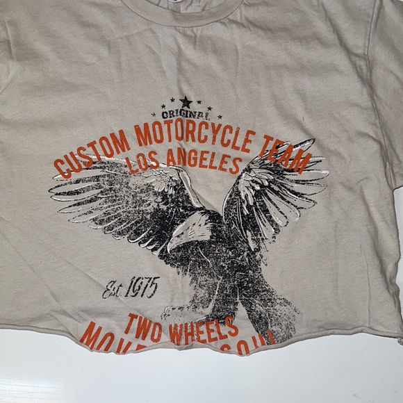 neutral Cropped Moto T Shirt - Picture 2 of 5